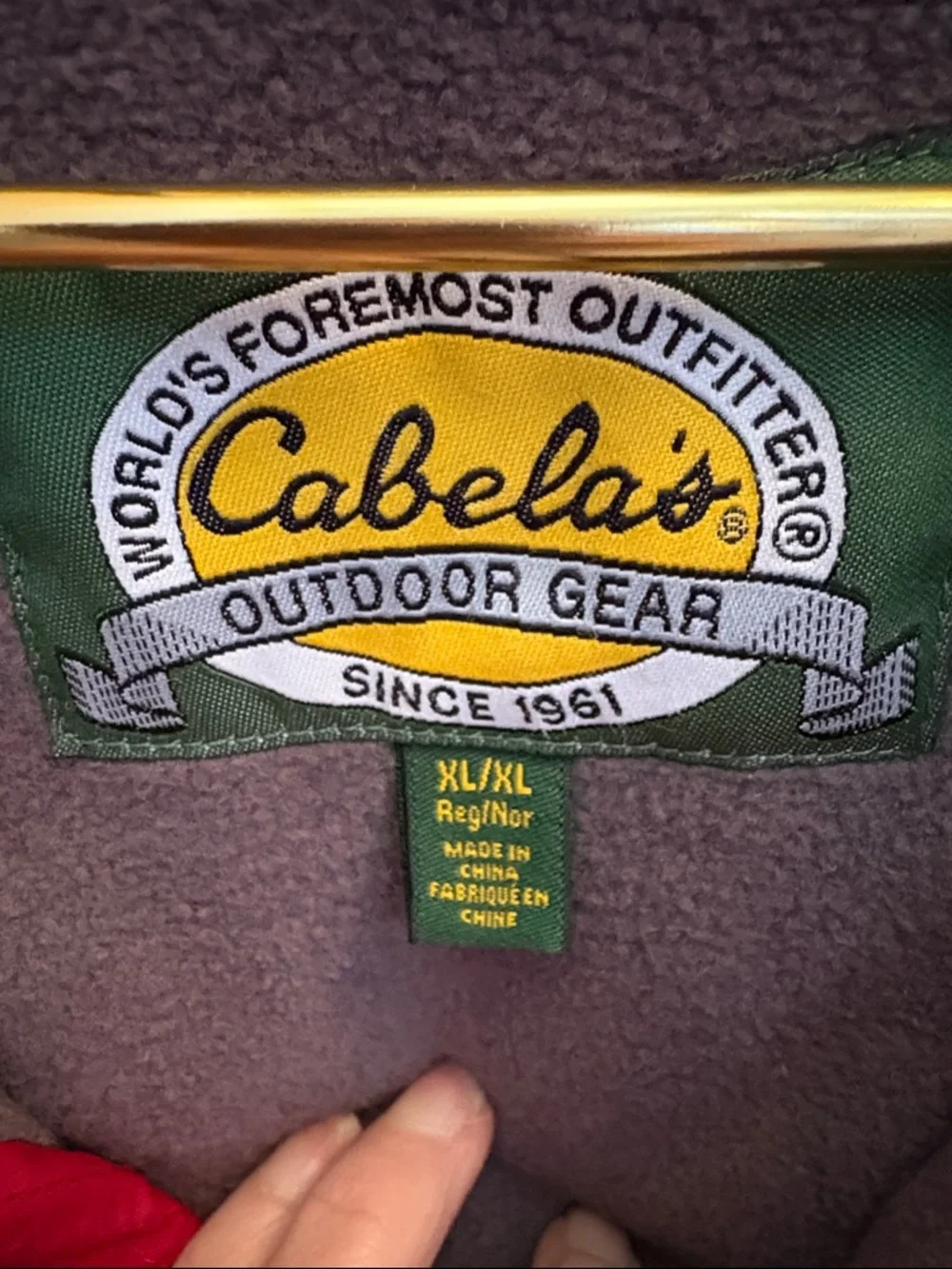 Cabela’s men’s XL Red and Gray Hooded fleece-lined full-zip jacket.